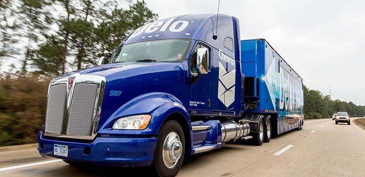 Delo truck on roadway