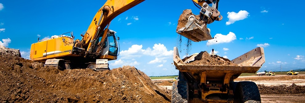Excavator and Dump truck